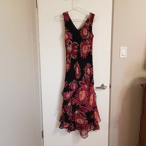 Black Maxi Dress with Beaded Flowers